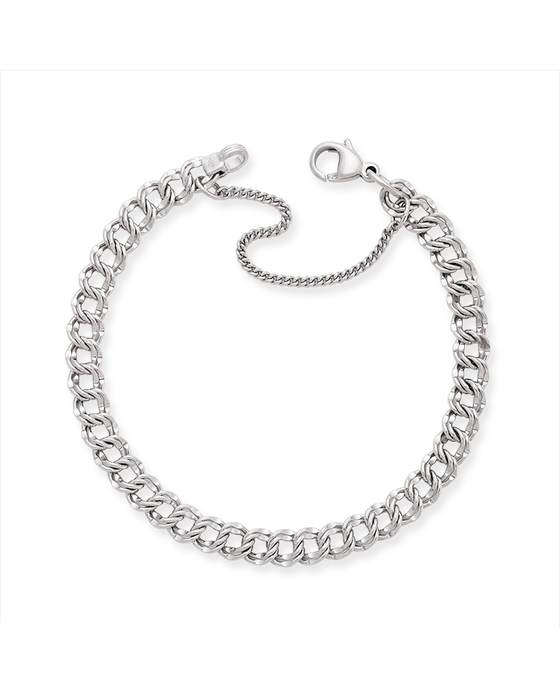 Light Double Curb Charm Bracelet