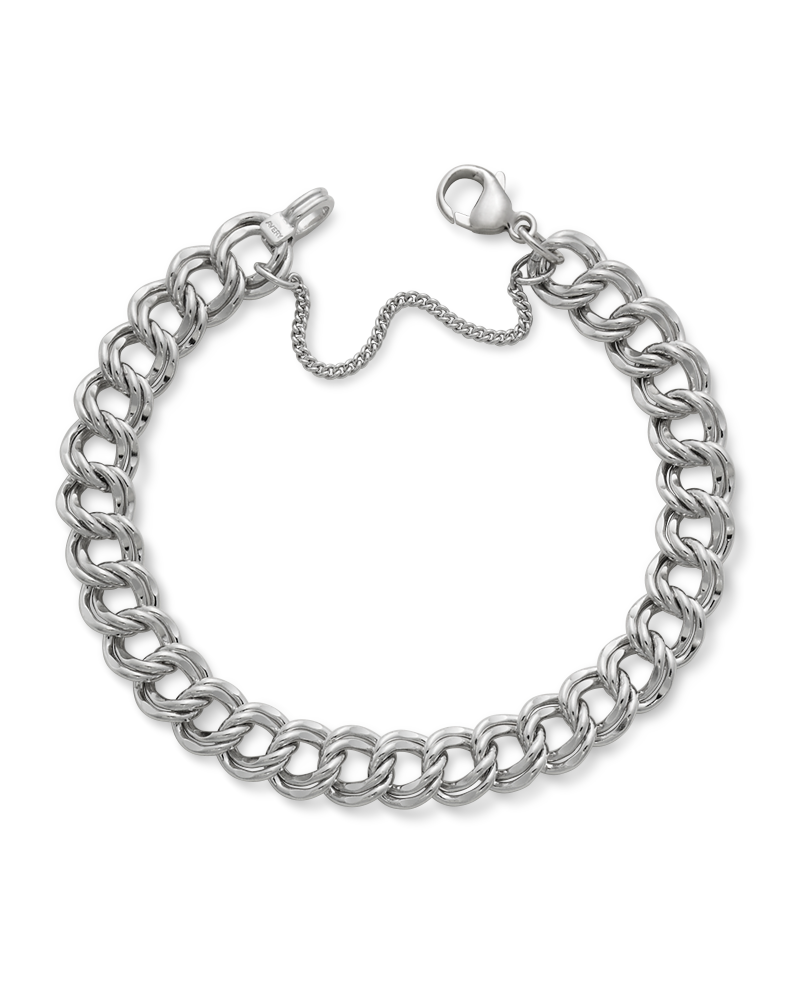 Heavy Double Curb Charm Bracelet