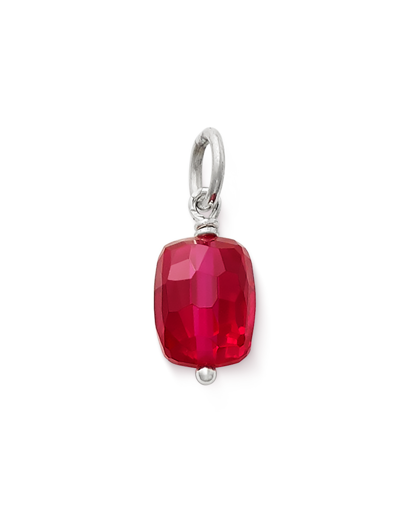 Faceted Lab-Created Ruby Gemstone Bead Pendant - Image 3