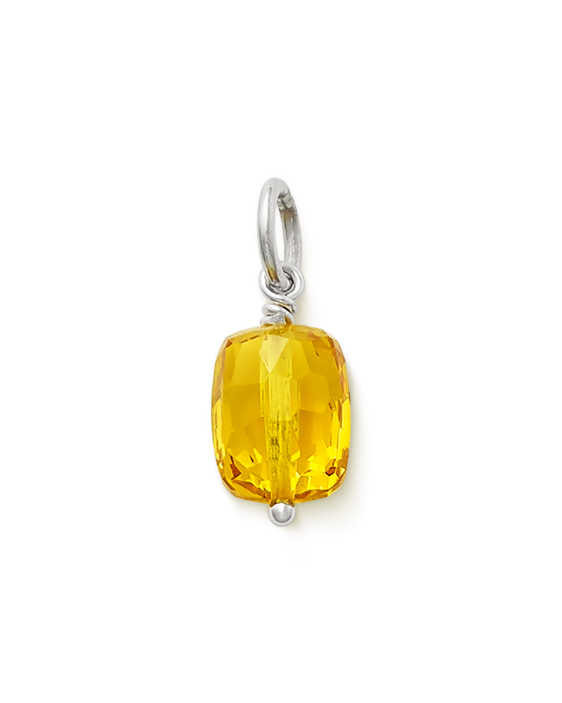 Faceted Lab-Created Golden Sapphire Gemstone Bead Pendant - Image 3