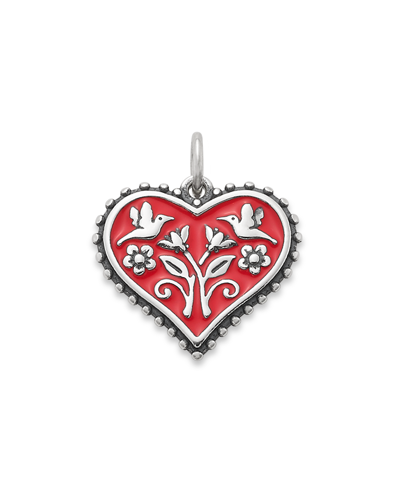 Enamel Red Hearts in Bloom Charm