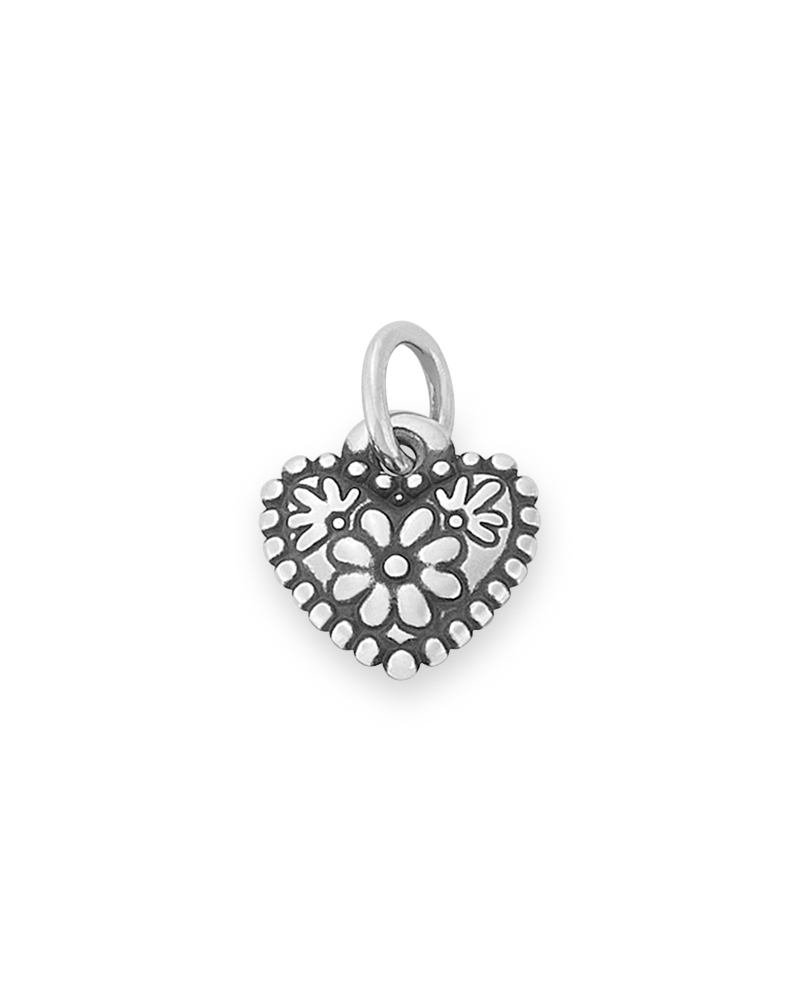 Petite Floral Heart Charm
