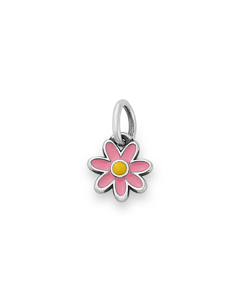 Enamel Pink and Yellow Mini Flower Charm