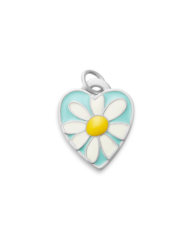 Enamel Daisy Heart Charm - Image 3