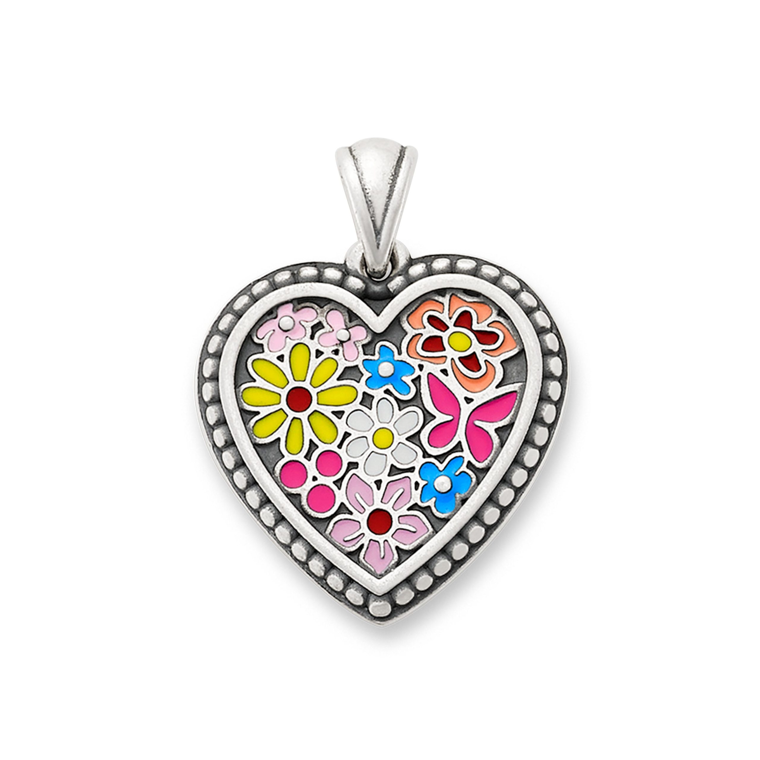 Enamel Floral Heart Pendant - Image 2