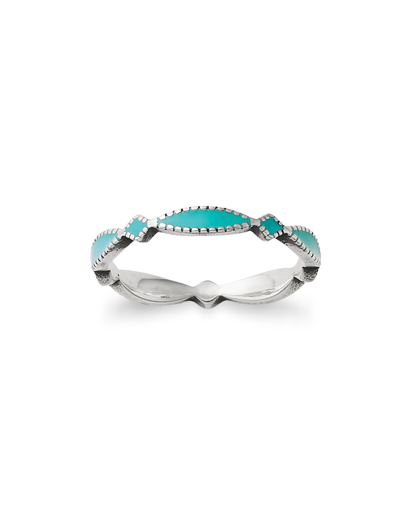 Enamel Teal Cordoba Stacker Ring - Image 3