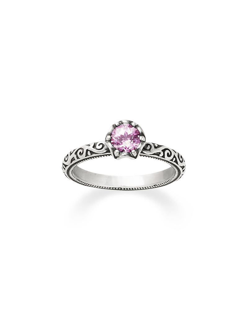 Cherished Birthstone Ring with Lab-Created Pink Sapphire - Image 3