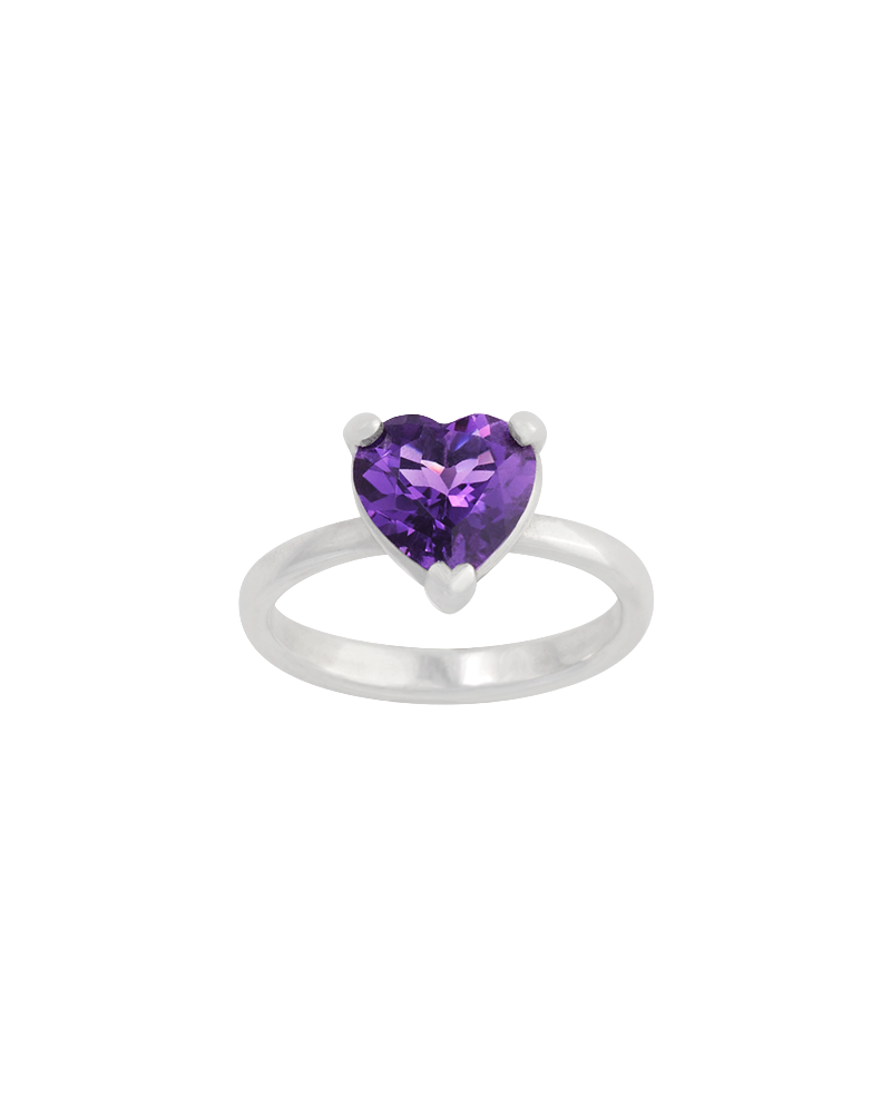 Heart Gemstone Ring with Amethyst - Image 3