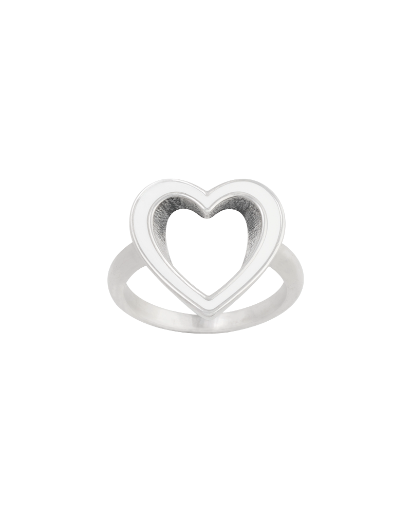 Enamel White Open Heart Ring - Image 3