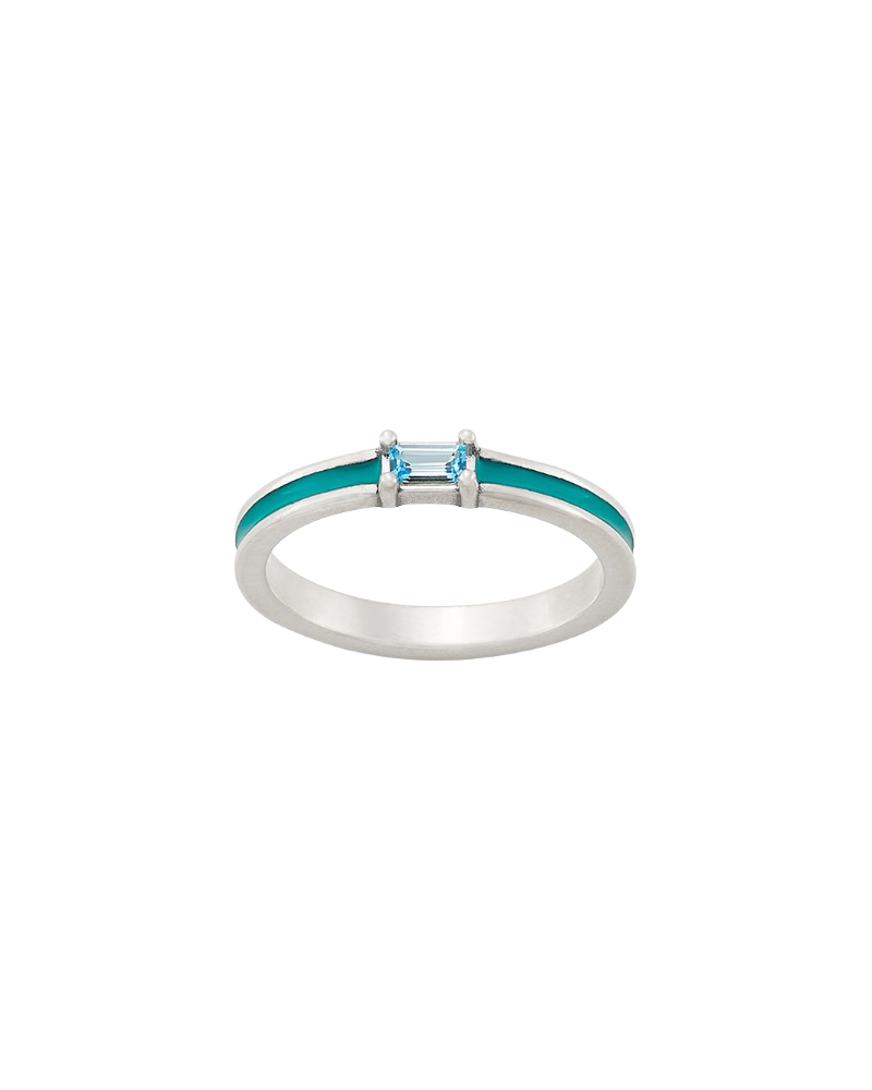 Enamel Blue Gemstone Stacker Ring - Image 3