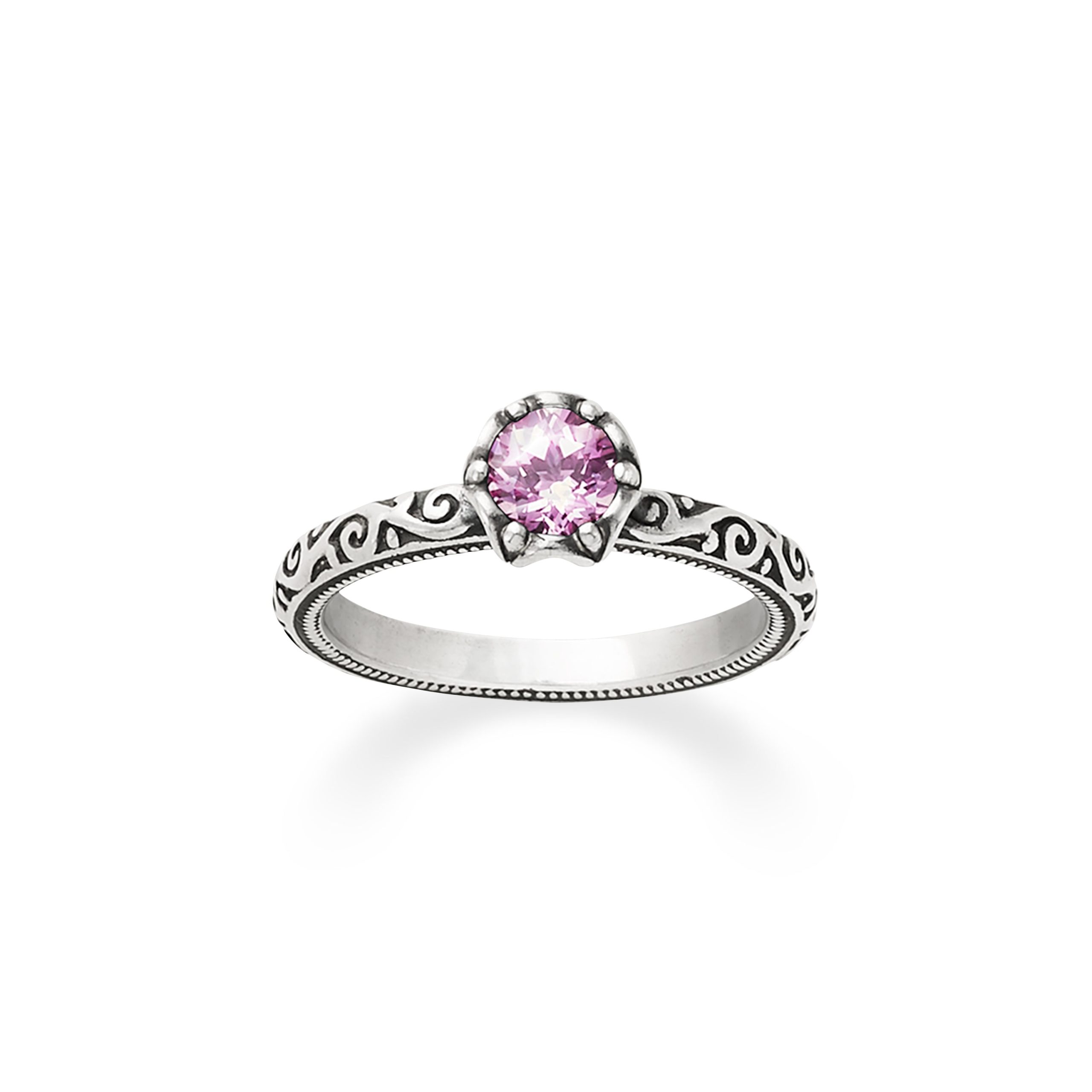 Cherished Birthstone Ring with Lab-Created Pink Sapphire - Image 2