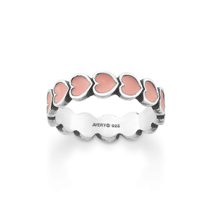 Enamel Pink Connected Hearts Ring