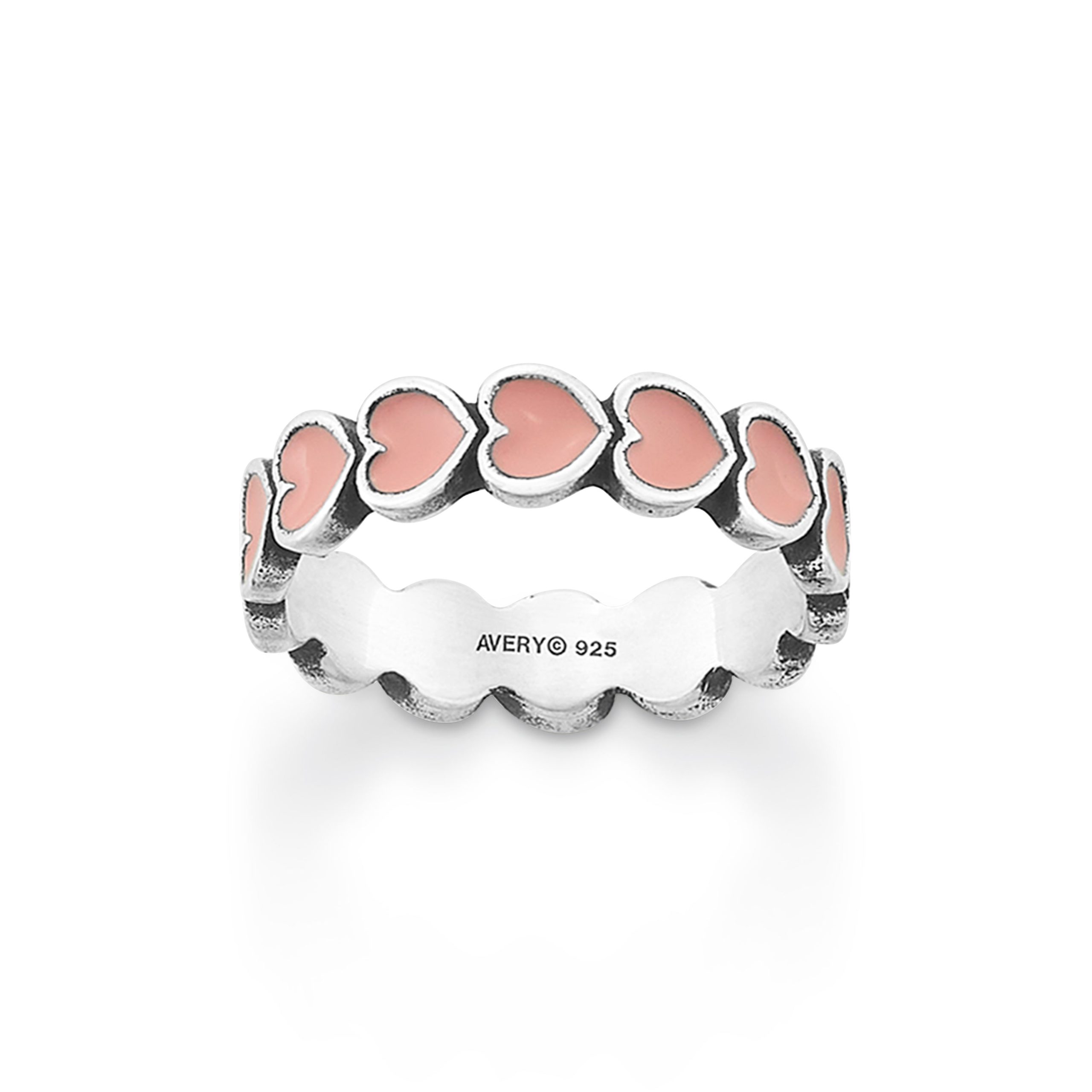 Enamel Pink Connected Hearts Ring - Image 2