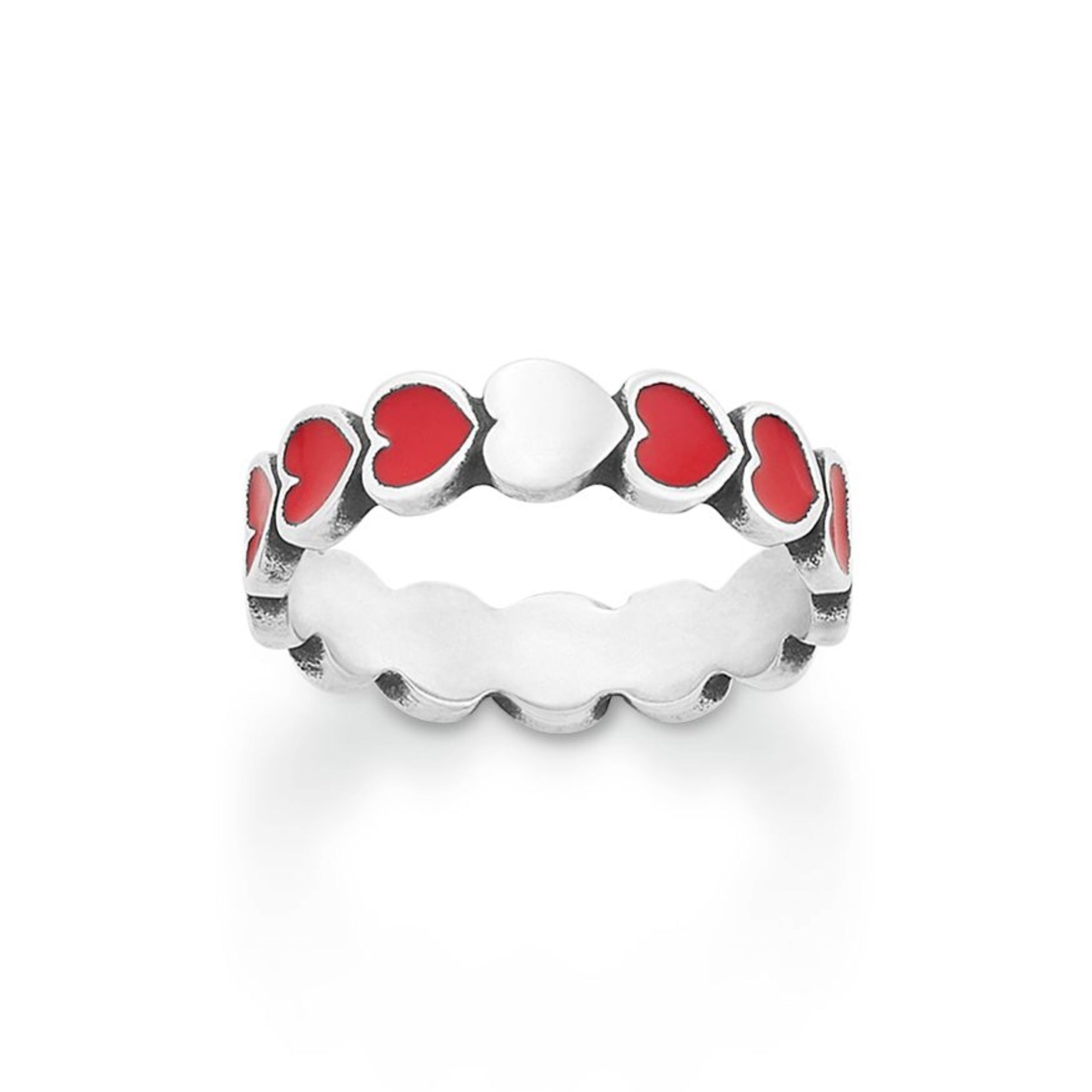 Enamel Red Connected Hearts Ring - Image 3