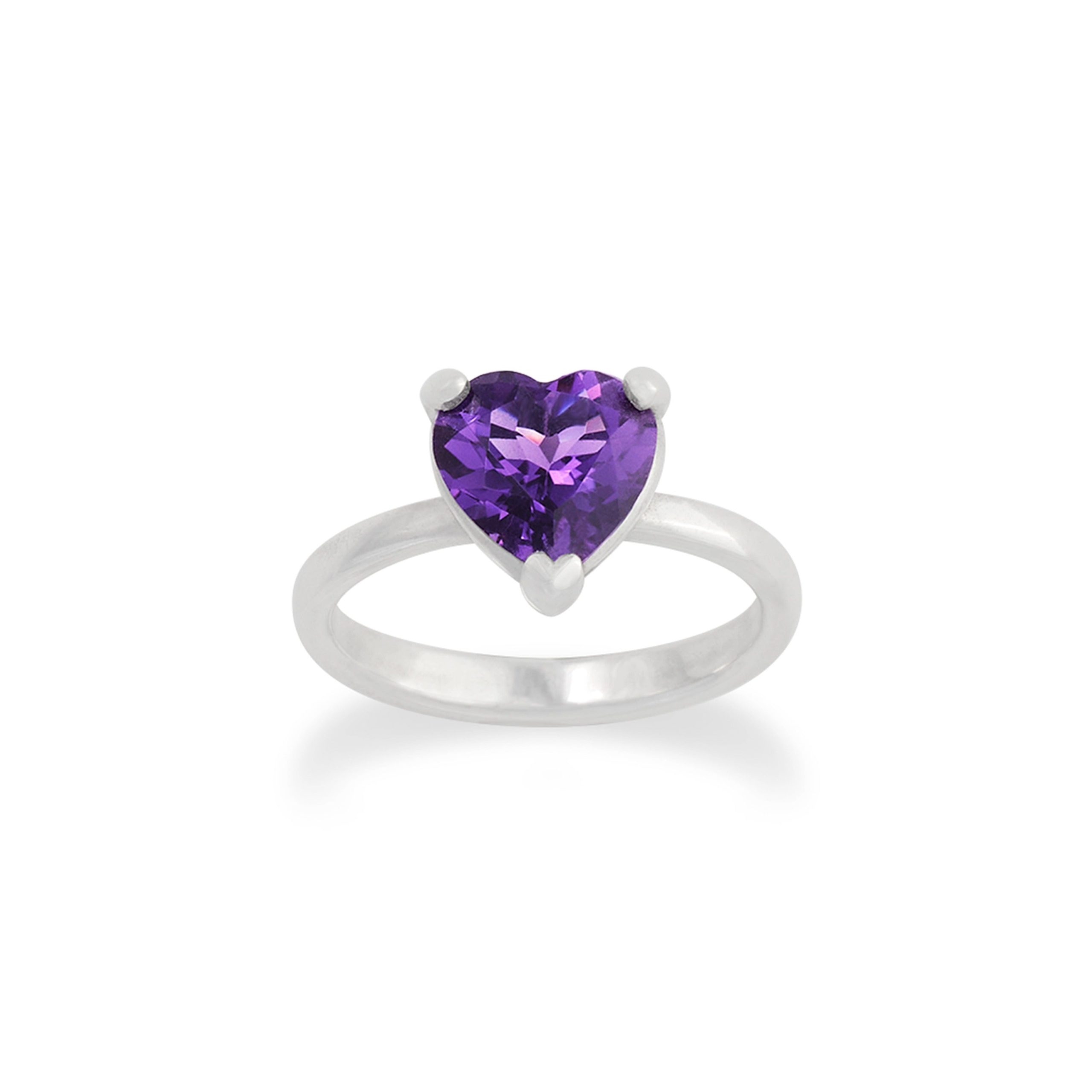 Heart Gemstone Ring with Amethyst - Image 2
