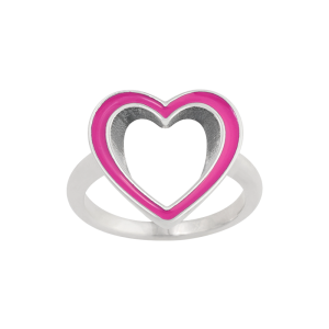 Enamel Pink Open Heart Ring
