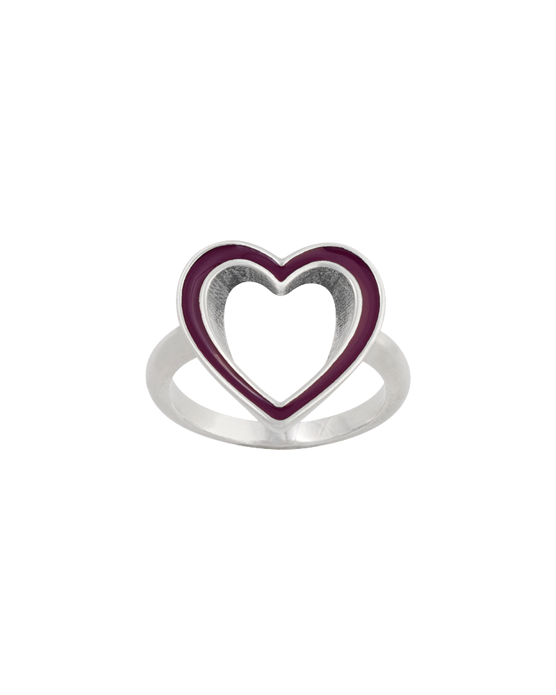 Enamel Purple Open Heart Ring