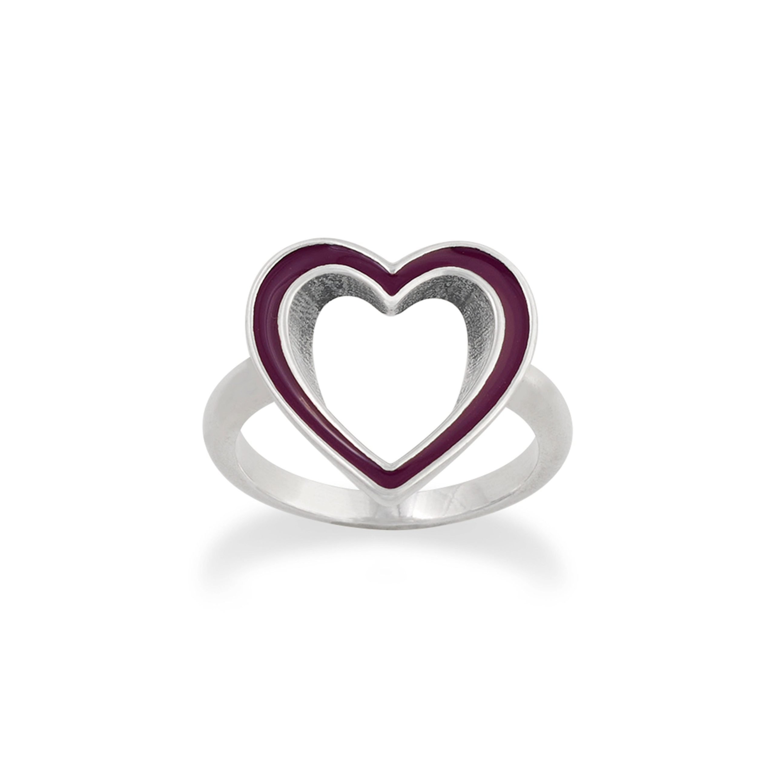 Enamel Purple Open Heart Ring - Image 2