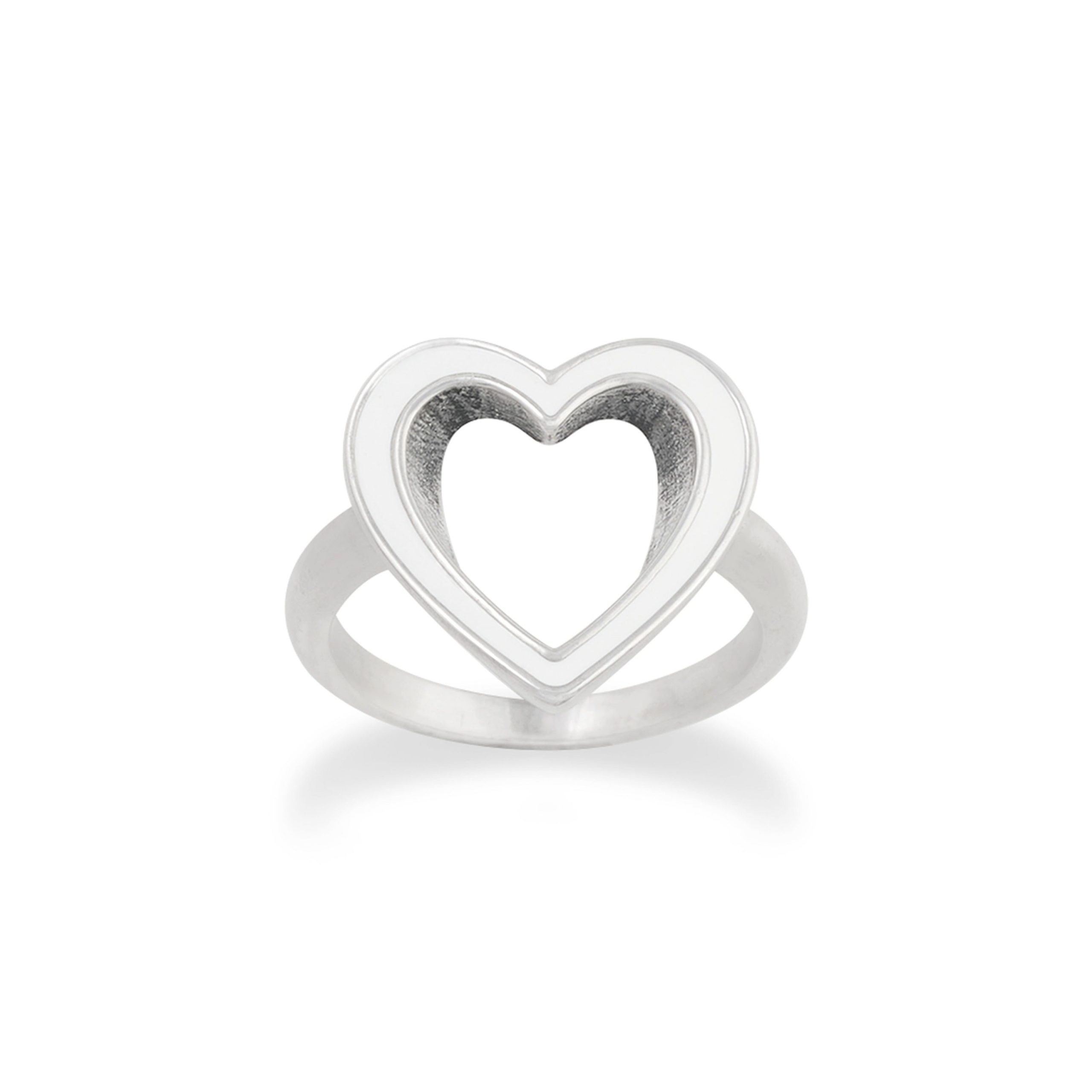 Enamel White Open Heart Ring - Image 2
