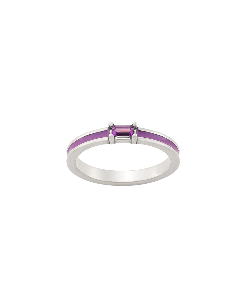 Enamel Purple Gemstone Stacker Ring