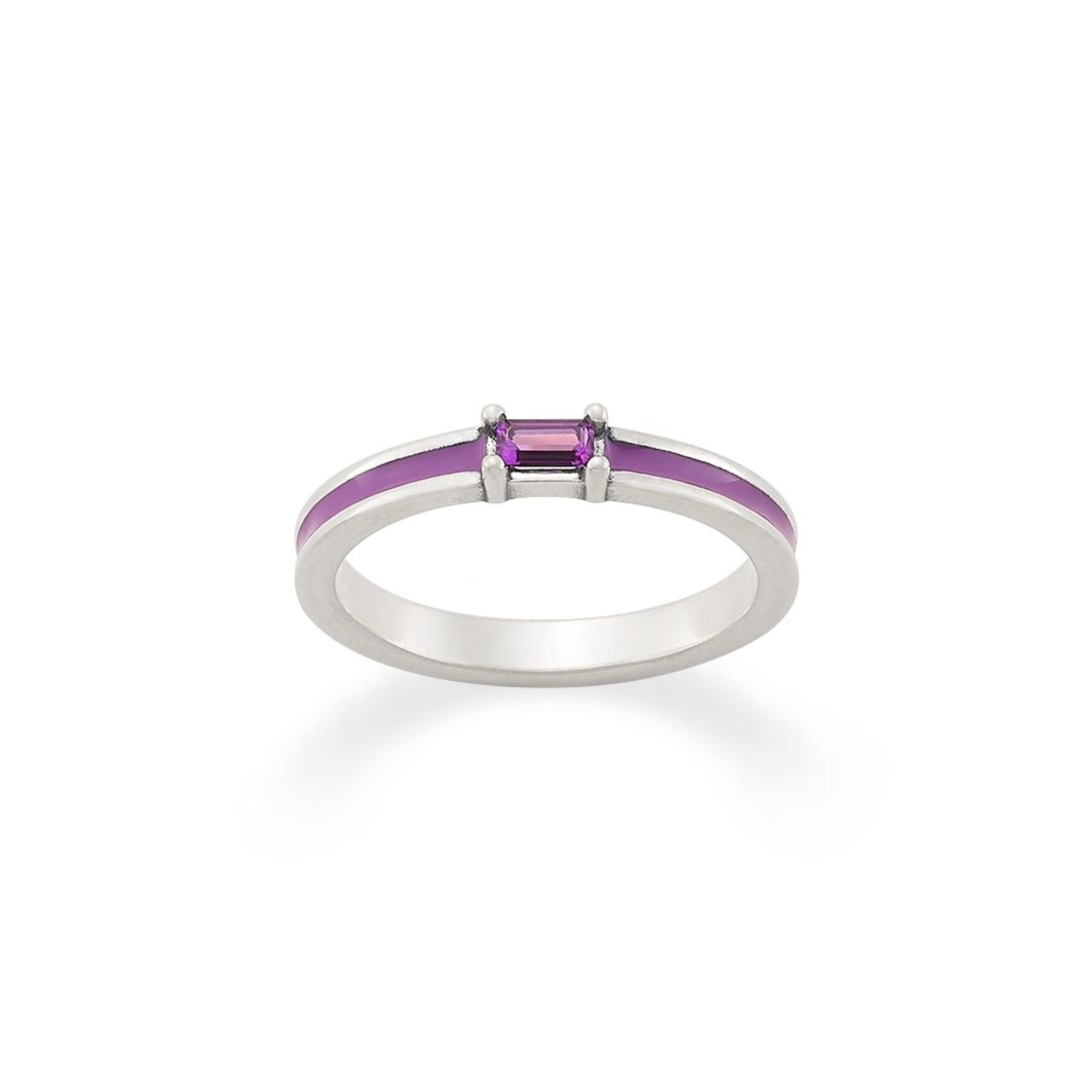 Enamel Purple Gemstone Stacker Ring - Image 2