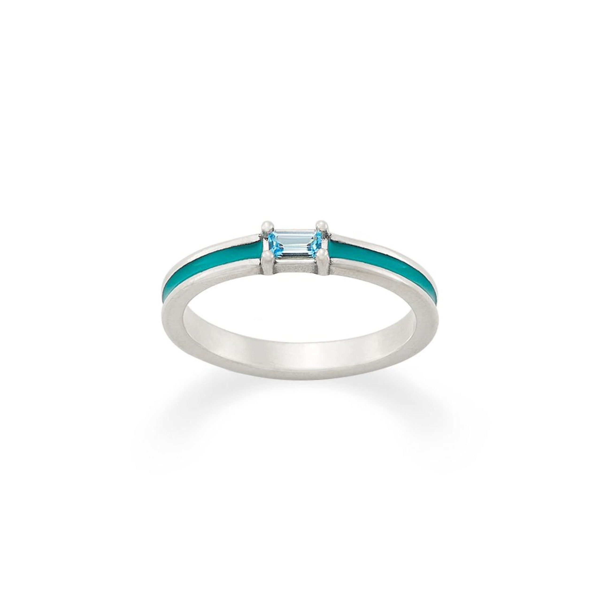 Enamel Blue Gemstone Stacker Ring - Image 2