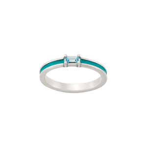 Enamel Blue Gemstone Stacker Ring
