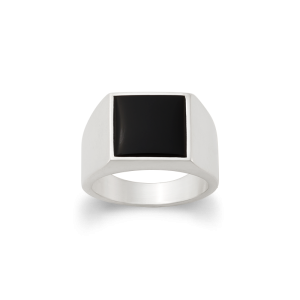 Classic Gemstone Signet Ring with Black Onyx
